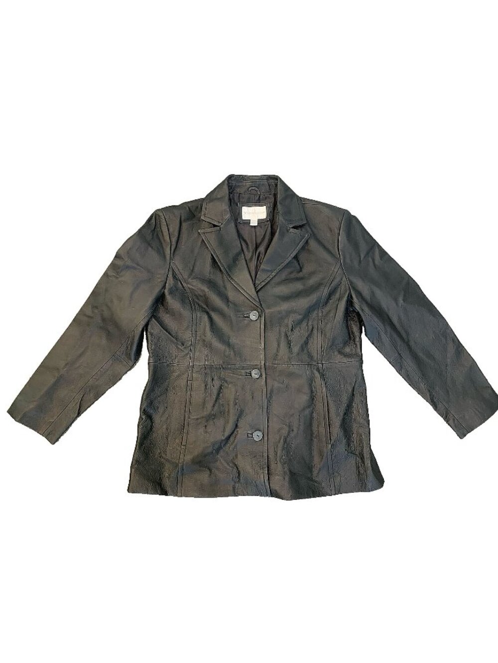Worthington Leather Jacket Women’s Button Down Blazer Style Xl Black Pockets
